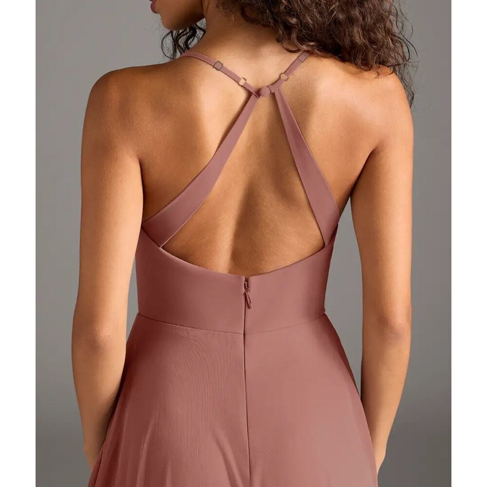 AZAZIE DAVIS Cedar Rose A-Line V-Neck Chiffon Maxi Bridesmaid Dress Sz A4 Prom - Picture 6 of 11